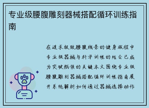 专业级腰腹雕刻器械搭配循环训练指南